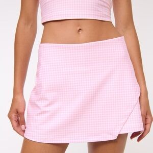 🆕 Pink Plaid YPB sculptLUX Lined Asymmetrical Wrap Skirt